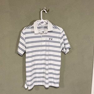 White and Grey Under Armour Polo